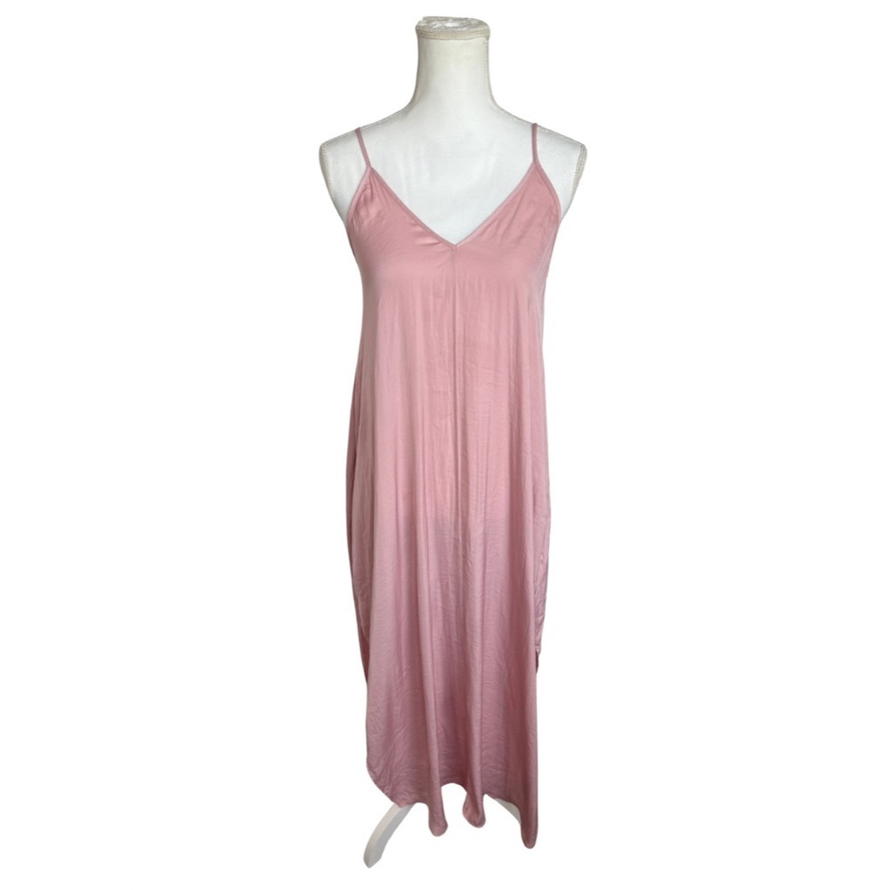 Van Winkle & Co. Solid Washed Satin V-Neck Maxi |Small